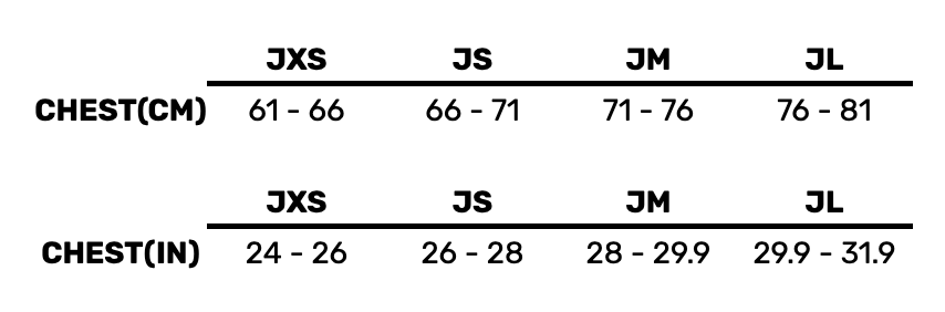2026 Gul Junior Spray Tops 0 Size Chart